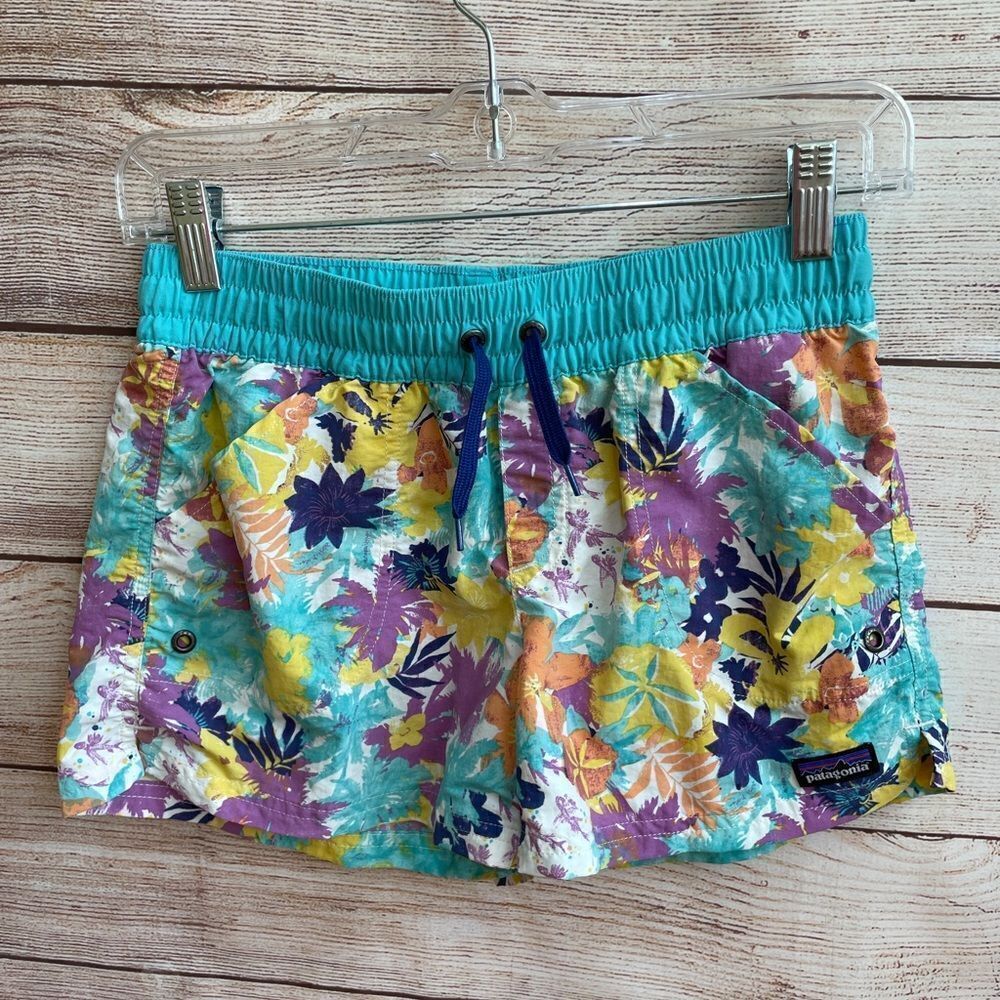‎PATAGONIA COSTA RICA BAGGIES IN TEAL FLORAL